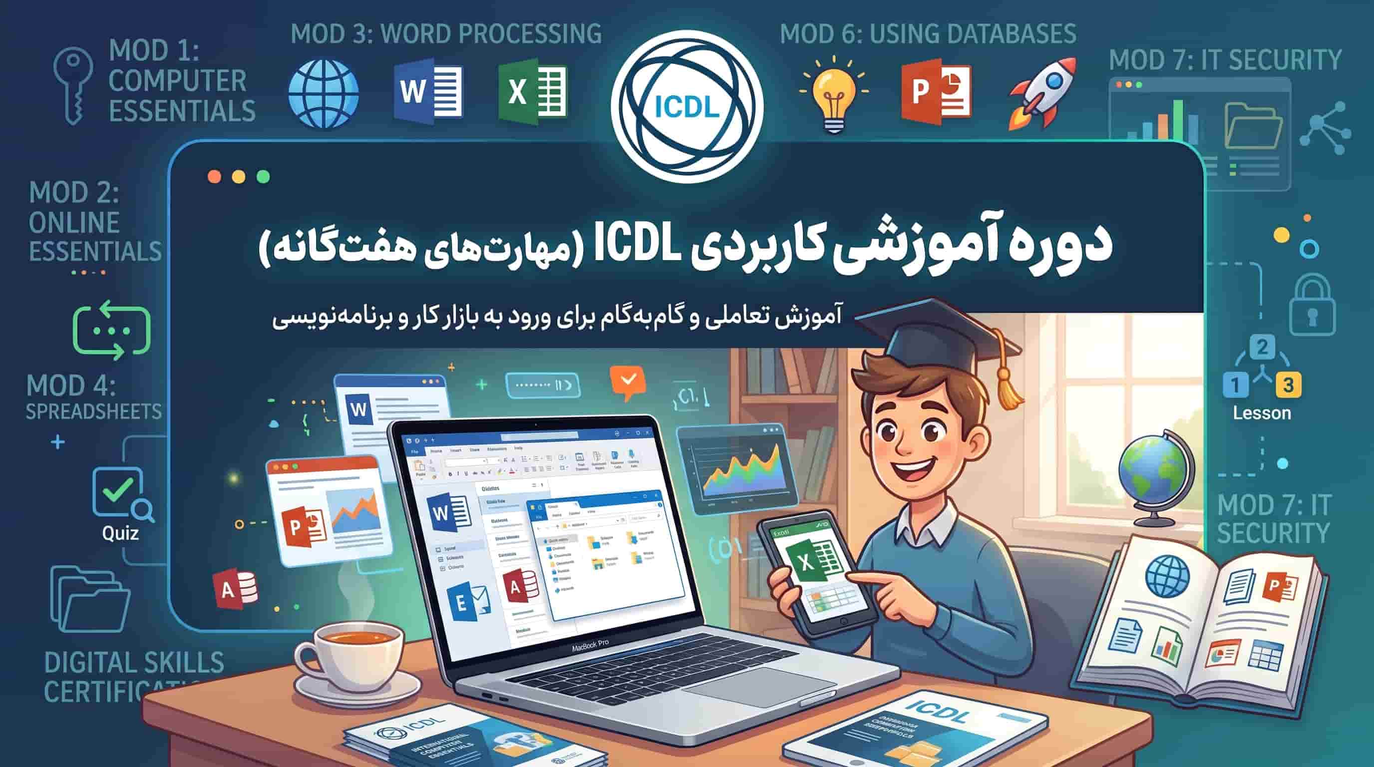 دوره تعاملی ICDL؛ از صفر مطلق تا تسلط کامل به مهارت‌های هفت‌گانه رایانه
